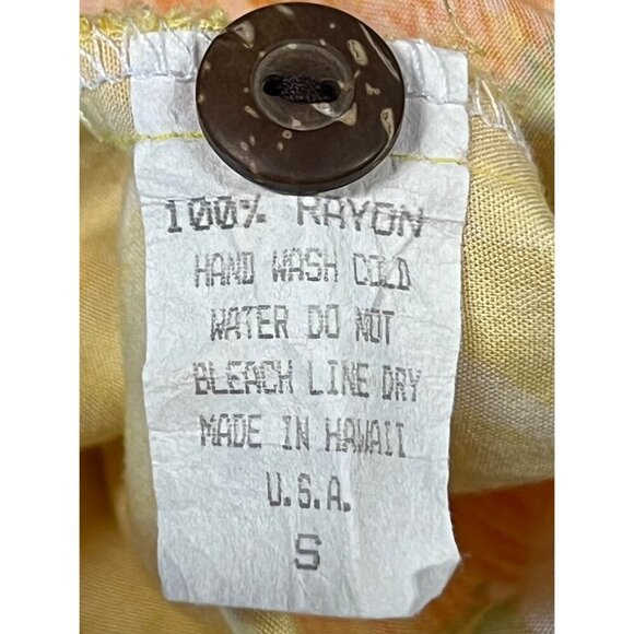 Vintage Hilo Hattie Hawaiian Yellow Floral Shirt Small S Rayon Button Down EUC - Picture 7 of 7